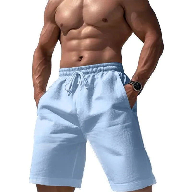 Menns komfortable strandshorts for sommerferien. Elastisk og hurtigtørkende, perfekt for sol og fritid.