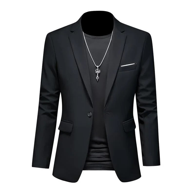 Menns elegante business blazer i mørk blå, skreddersydd for skarp stil og komfort.