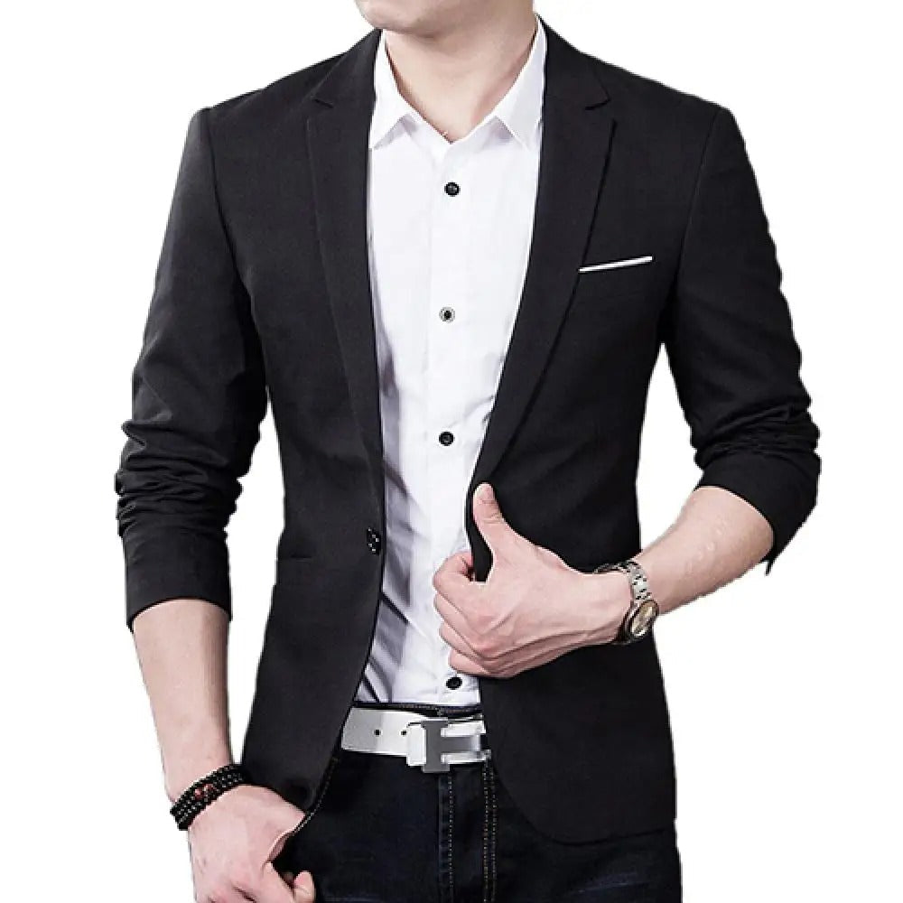 Stilig herreblazer, mørkegrå, for en sofistikert look, passer til jeans eller dressbukser.
