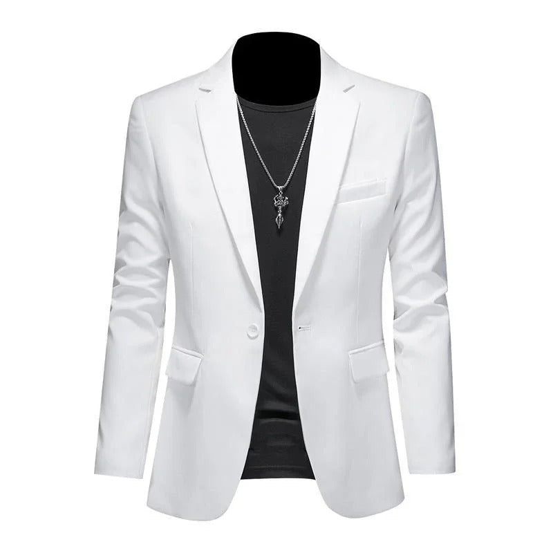Slank passform herreblazer, svart, for en moderne businesslook, egnet for festantrekk.