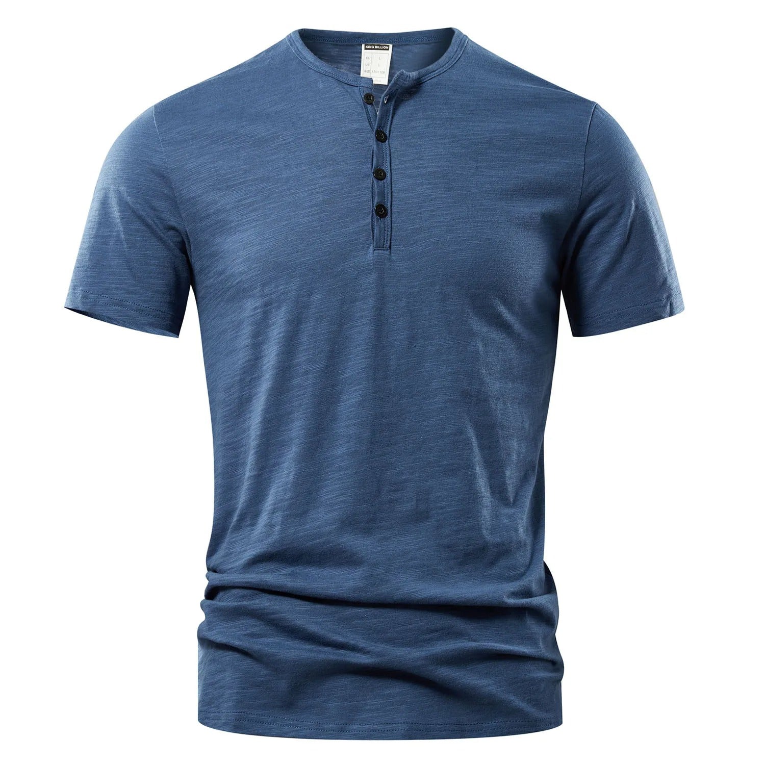 Klassisk herre Henley t-skjorte med korte ermer, 3-knappers krage. Perfekt til sommer og fritid.
