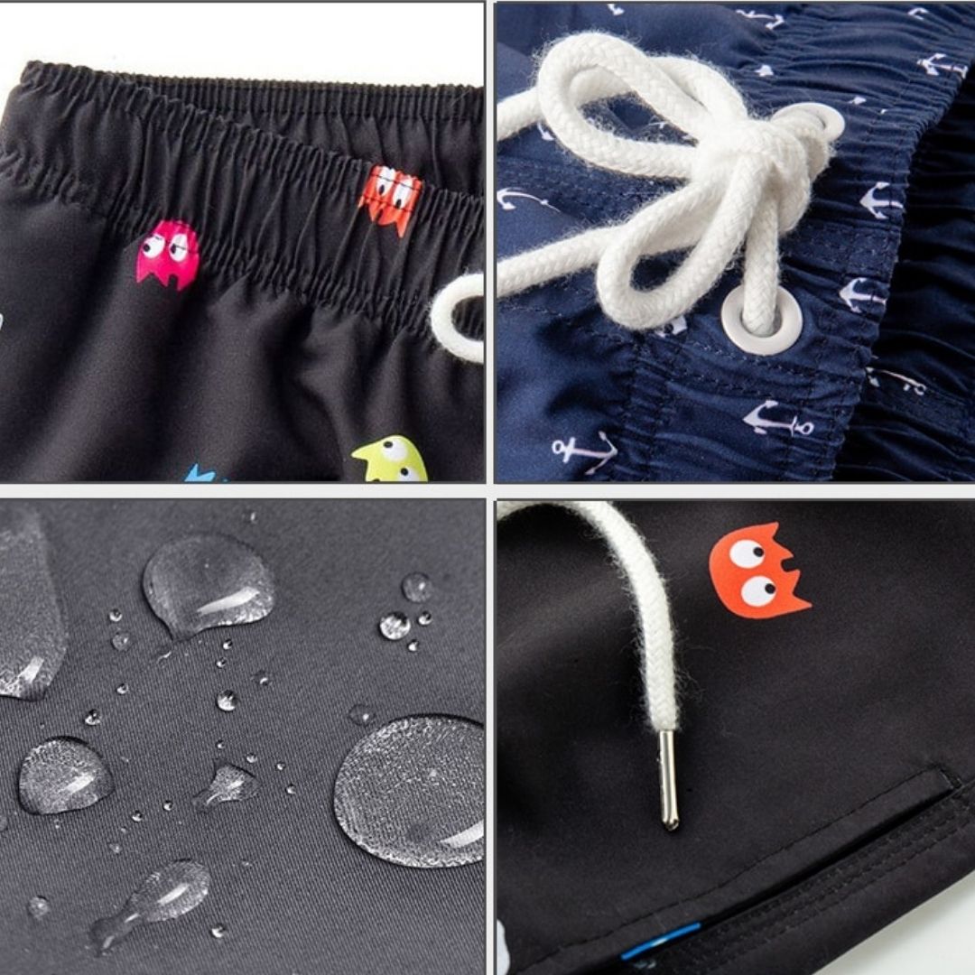 Trendy menns badeshorts med mønster, utmerket for surfing, svømming og avslappet mote.