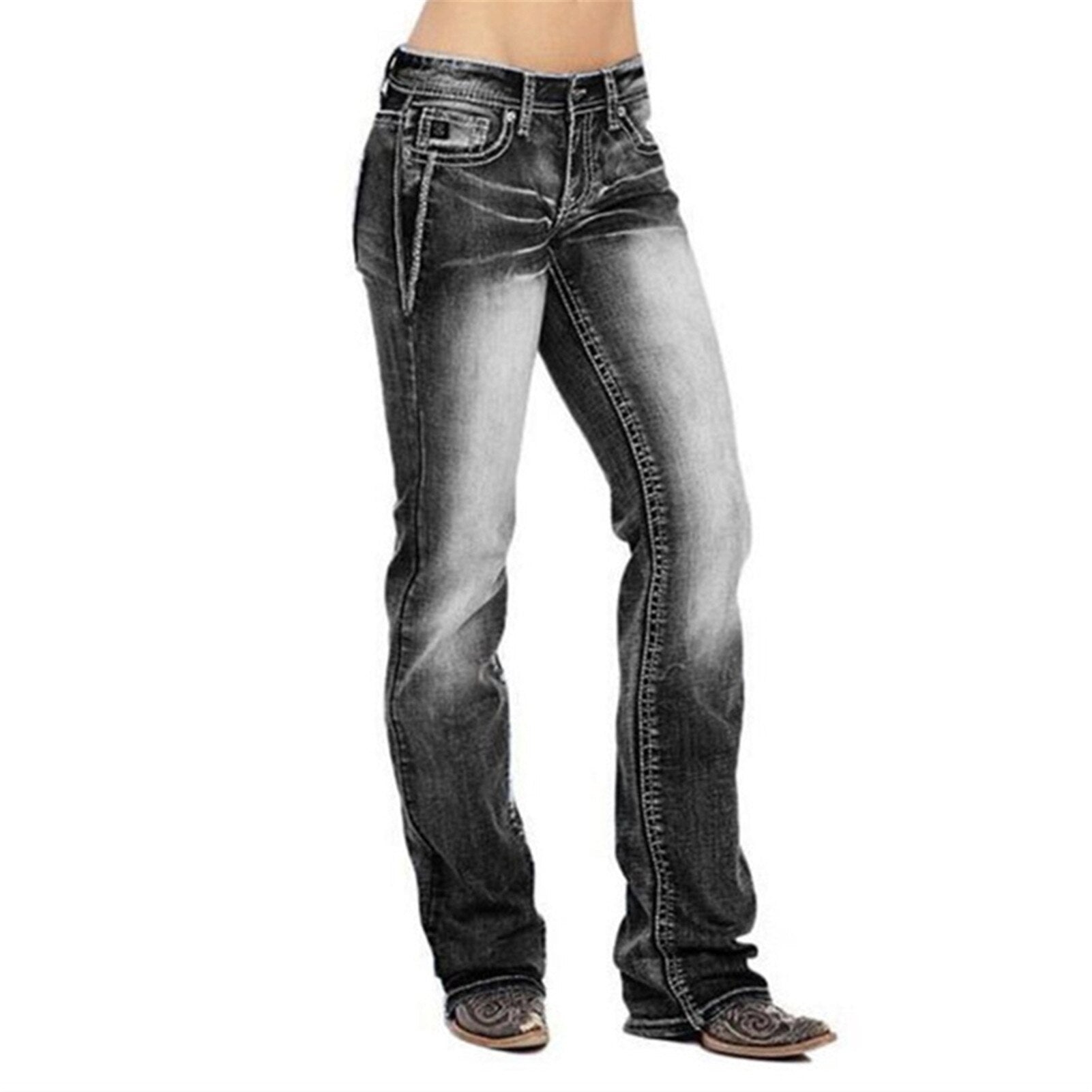 Stable med menns bootcut-jeans i lyseblå, grå og mørkeblå. Variert, komfortabel herremote.