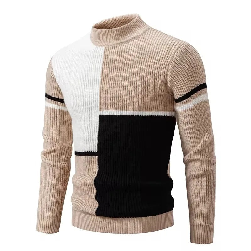 Rutete høyhals vintergenser for herre. Varm og komfortabel langermet pullover, perfekt for casual mannemote.