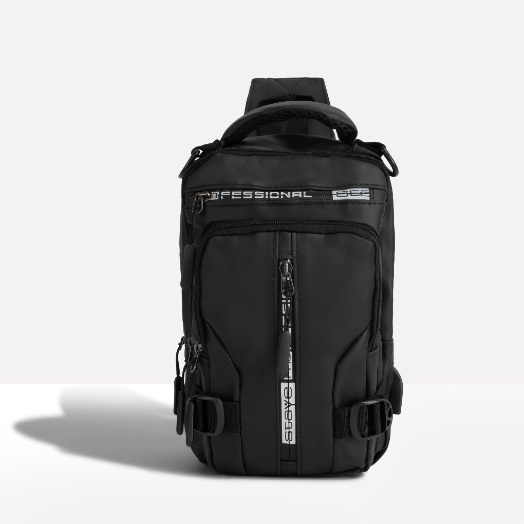 Menns konvertibel anti-tyveri crossbody/ryggsekk i polyester, ideell for reise og pendling med organisering.