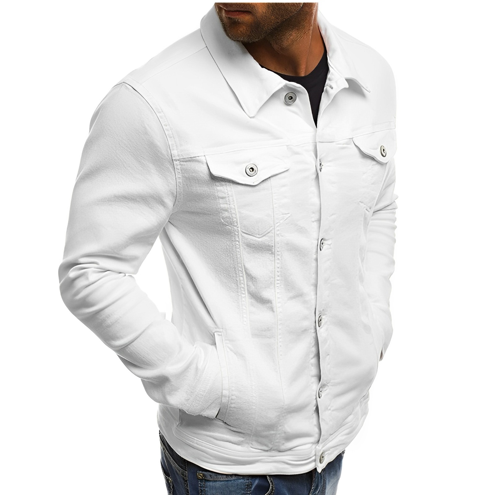 Komfortabel lettvekt denimjakke for menn, ideell for klassisk sommerstil.