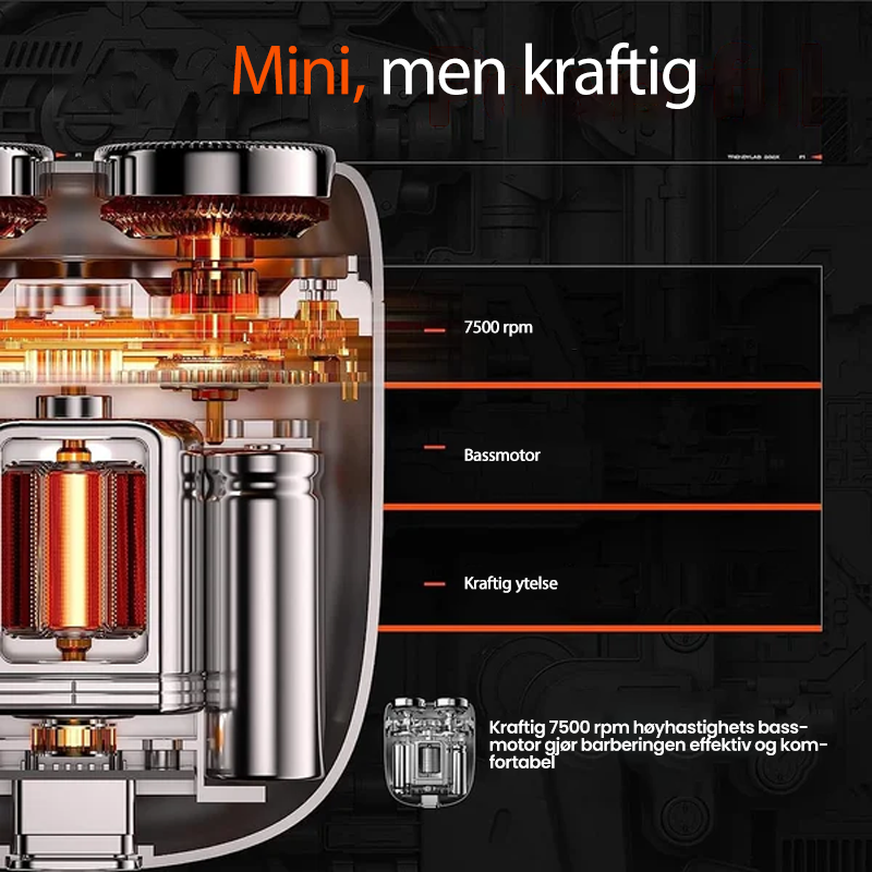Kompakt reisebarbermaskin for menn, oppladbar & vanntett. Perfekt for mobil barbering.