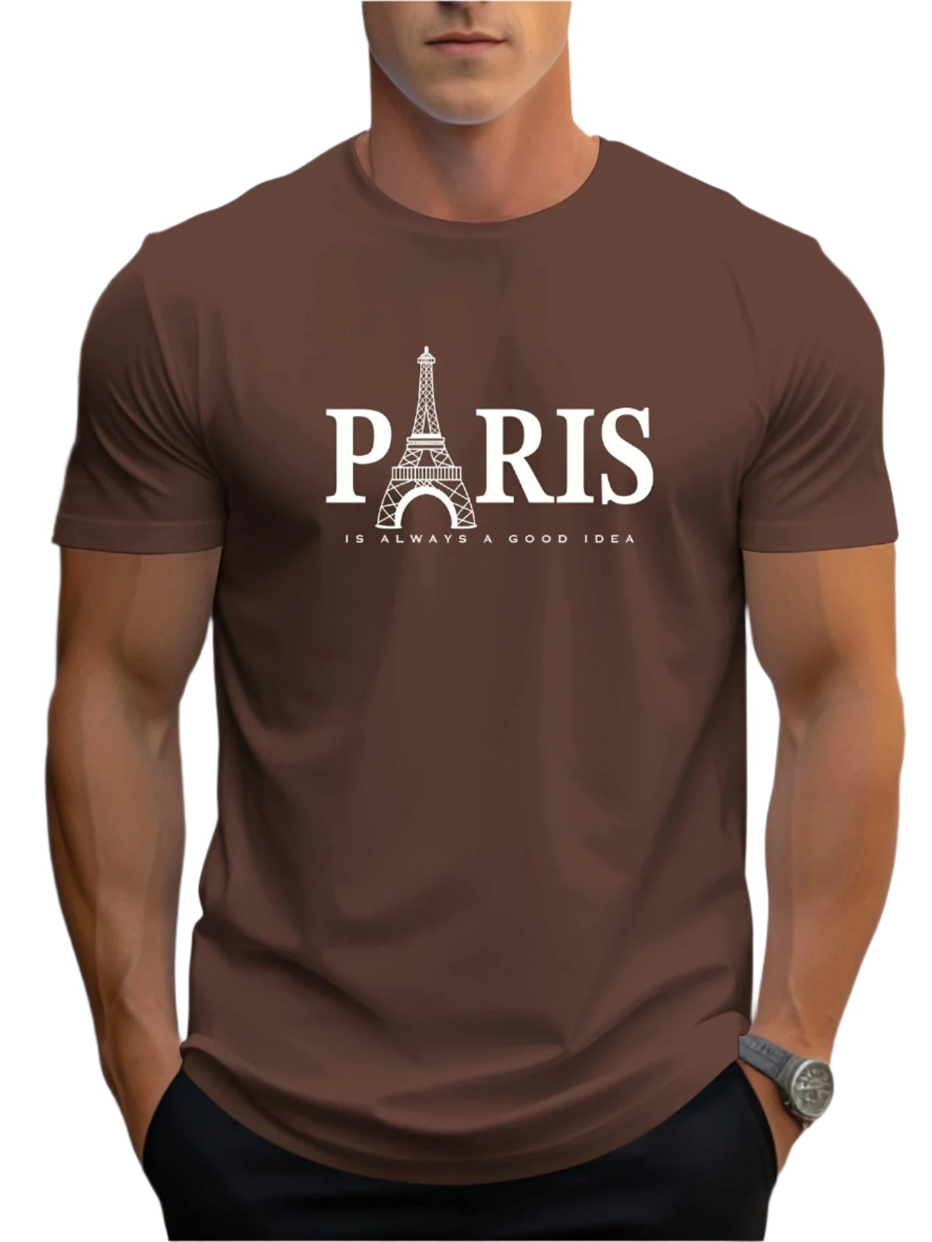 Menns oversized t-skjorte med Paris-trykk, kortermet. Perfekt for streetwear, fritid og en komfortabel casual stil.