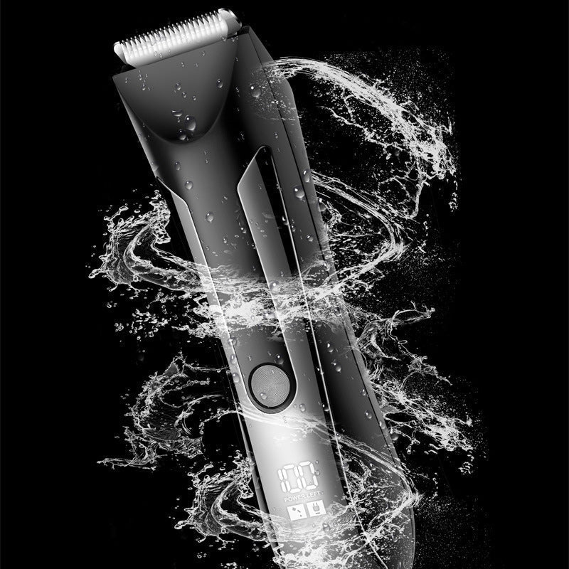 Kraftig trimmer for menn til intim- og kroppshår, vanntett og med hudvennlig keramisk blad.