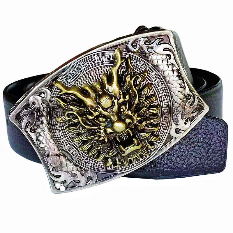 Tøft punk skinnbelte for menn med unik spenne og skjult selvforsvarskniv. Stil & funksjon.