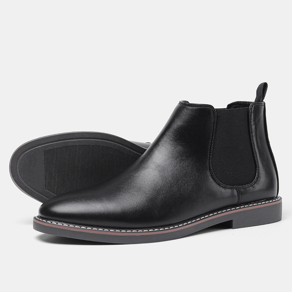 Klassiske svarte Chelsea-støvler for menn. Retro design med elastiske sider, komfort og stil.