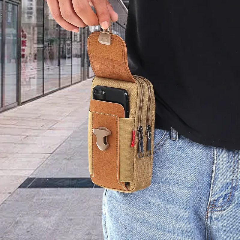 Menns robust midjeveske i nylon for mobiltelefon og nødvendigheter, perfekt for trening og utendørsaktiviteter.
