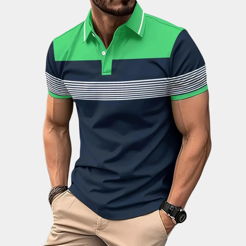 Oransje menns poloshirt. Stilfull og komfortabel herreskjorte. Allsidig plagg for fritidsbruk.