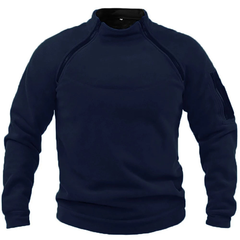 Robust flerfarget taktisk herrejakke, pullover stil med høy krage, for friluftsliv og fottur.