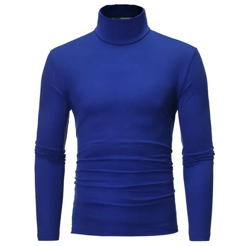 Svart termisk slim fit høyhalset genser for menn. Essensiell for varme i kaldt vær.