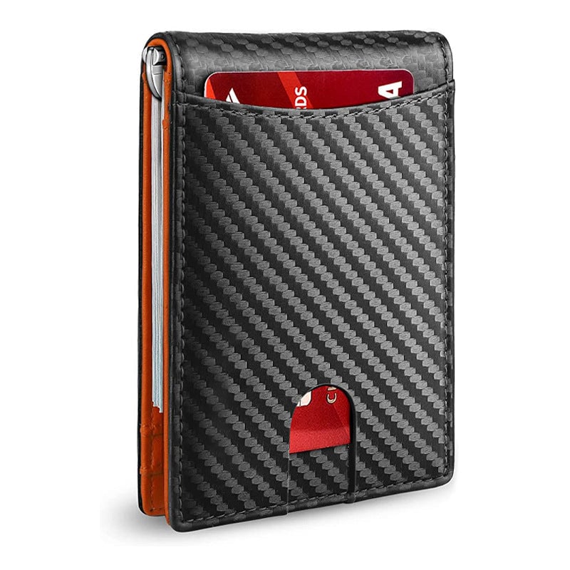 Slank kortholder i ekte lær for menn, RFID-beskyttet og diskret design.