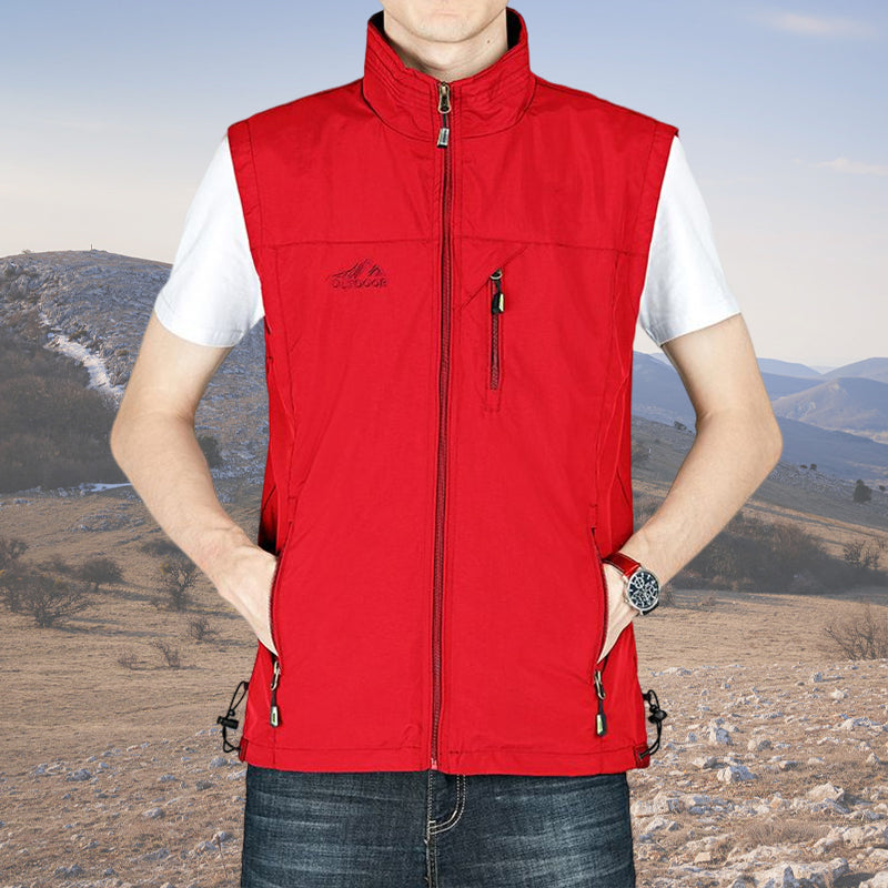 Slitesterk herrevest i softshell; vanntett, vindtett design for aktivt utendørsliv. Ermeløs komfort.