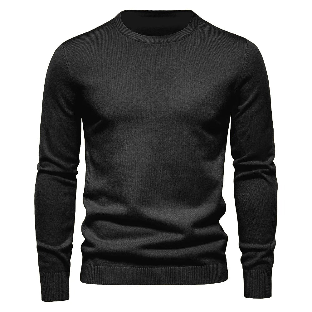 Casual menns langermet genser, slim fit, med o-hals for hverdagsmote.