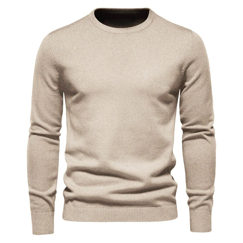 Allsidig menns varm o-hals genser, slim fit, perfekt for både casual og pyntet bruk.