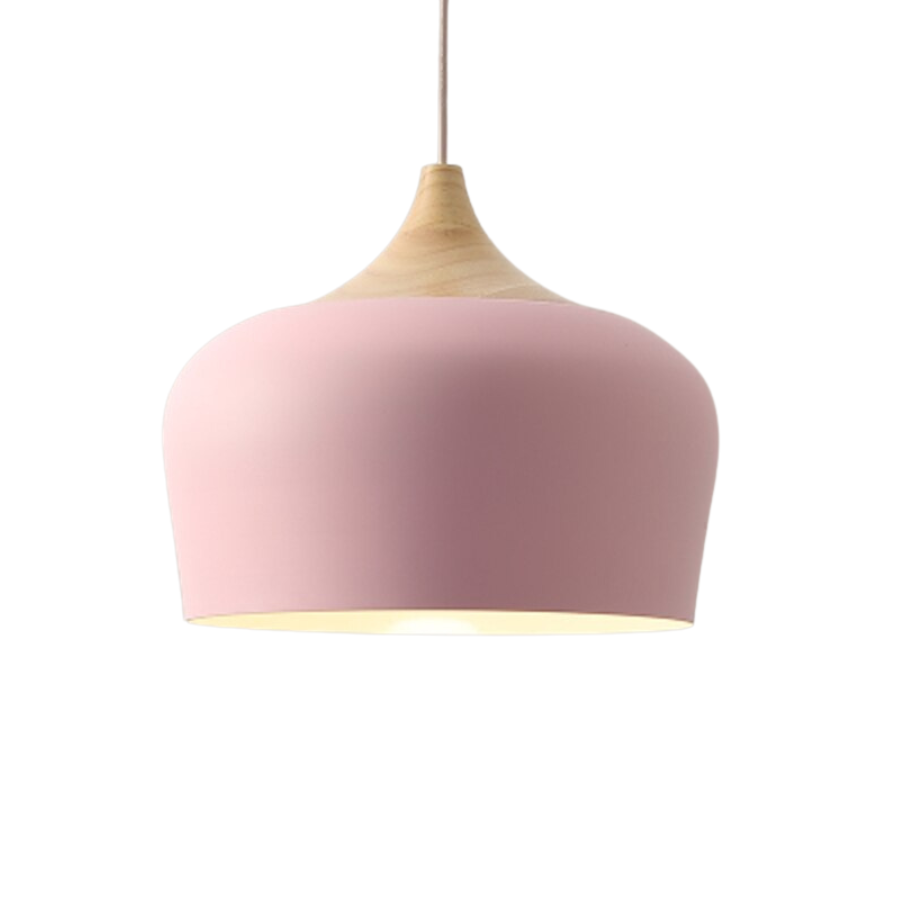 LED-kompatibel pastell pendellampe. Moderne belysning med minimalistisk design for kjøkken eller stue.