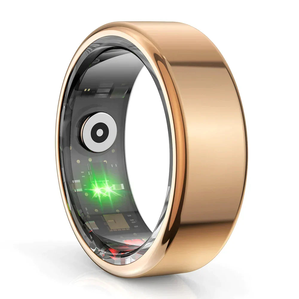 Unisex smart helsering i elegant titan på finger. Diskre helsesporing for en aktiv hverdag.