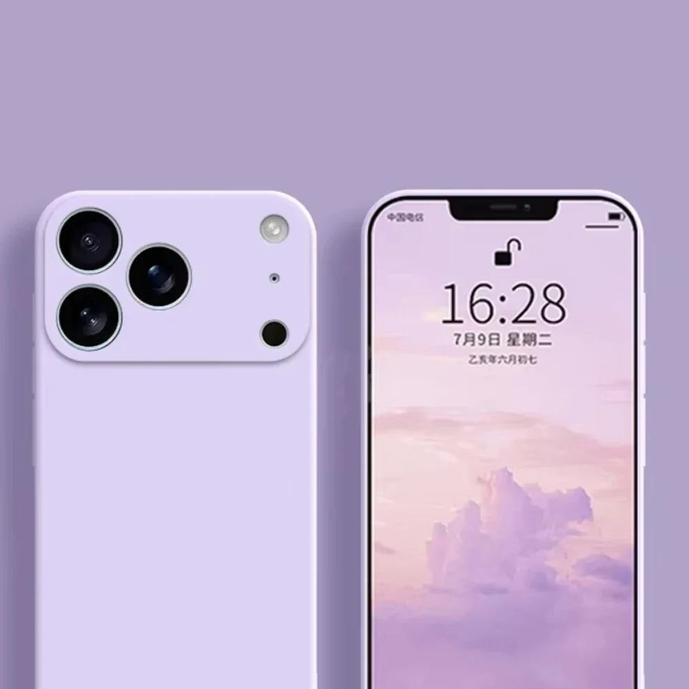 Hvit iPhone 17 med et stilrent mobildeksel i silikon for daglig beskyttelse.