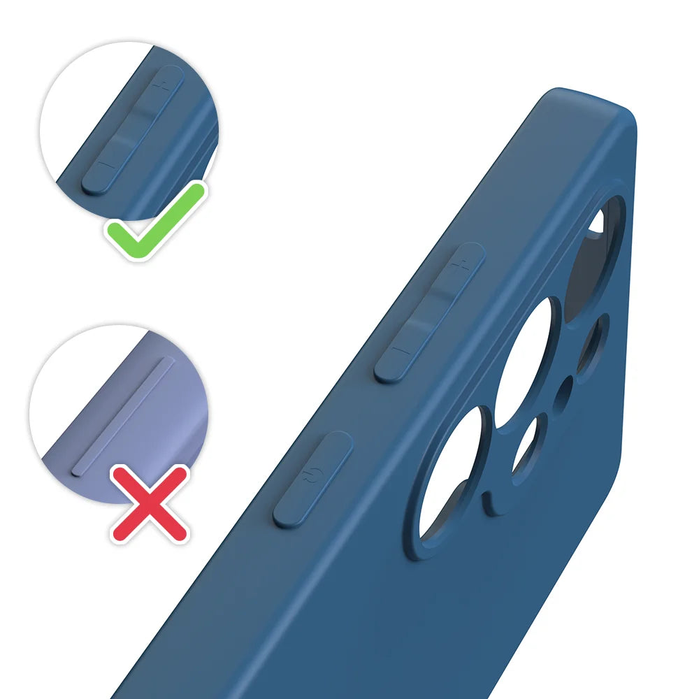 Detaljbilde av S25 Ultra deksel i rød. Viser tynn passform og elegant finish.