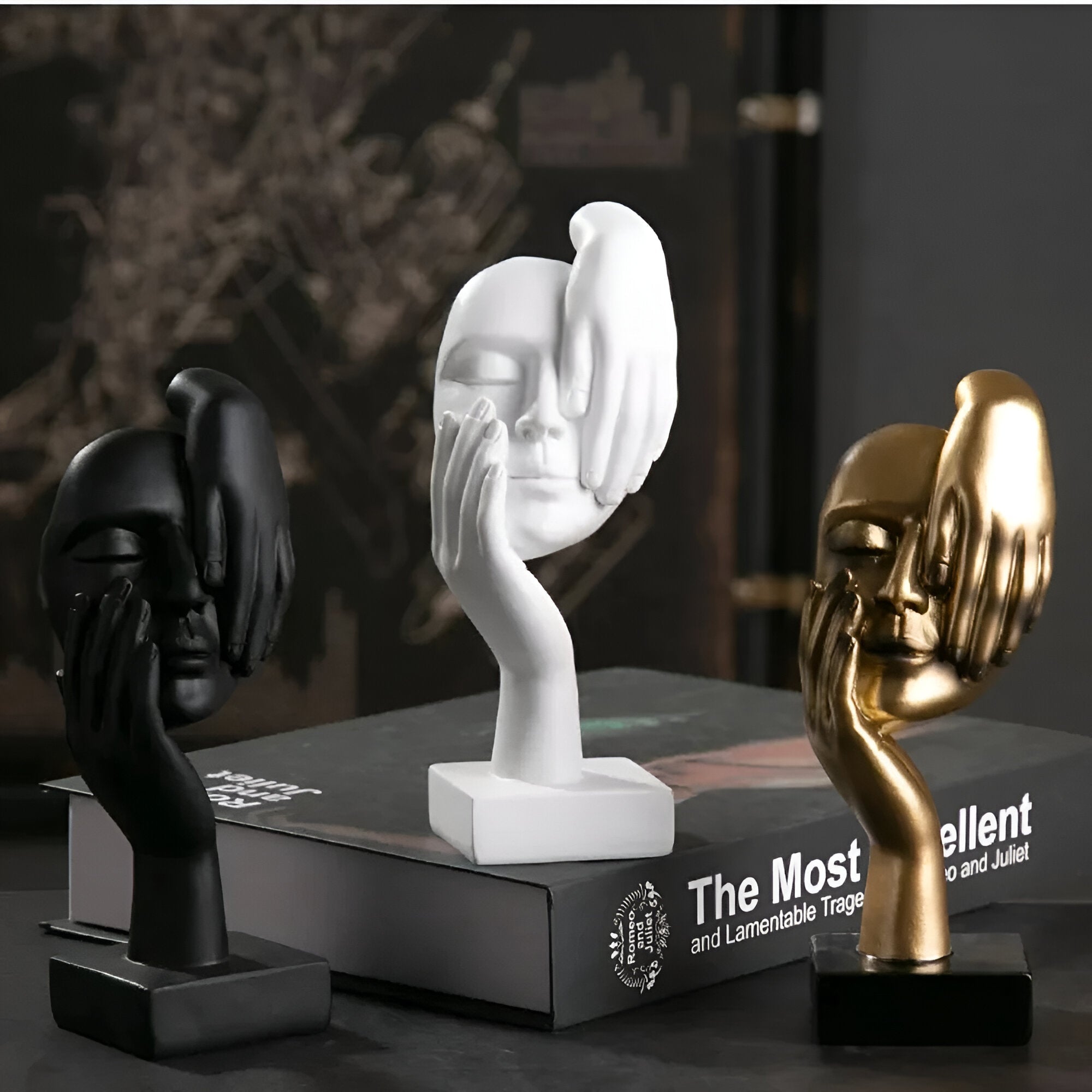 Unik tenkerfigur, dekorativ abstrakt skulptur som stuepynt og kunstdekorasjon.