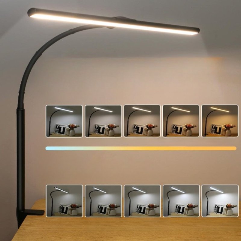 Ergonomisk LED kontorlampe med justerbar svanehals for optimal arbeidsbelysning. Moderne bordlampe.