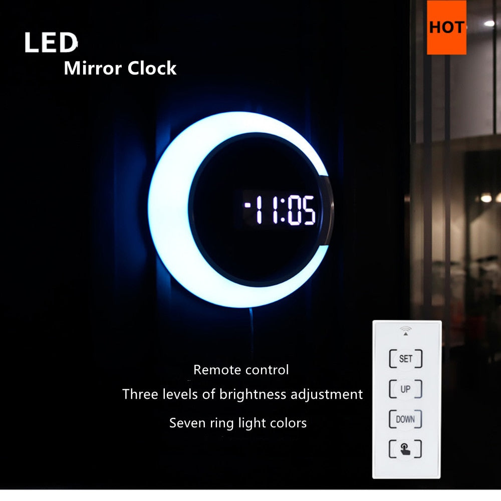Digital veggklokke med tydelig LED skjerm. Ideell som stueklokke eller kontorklokke.