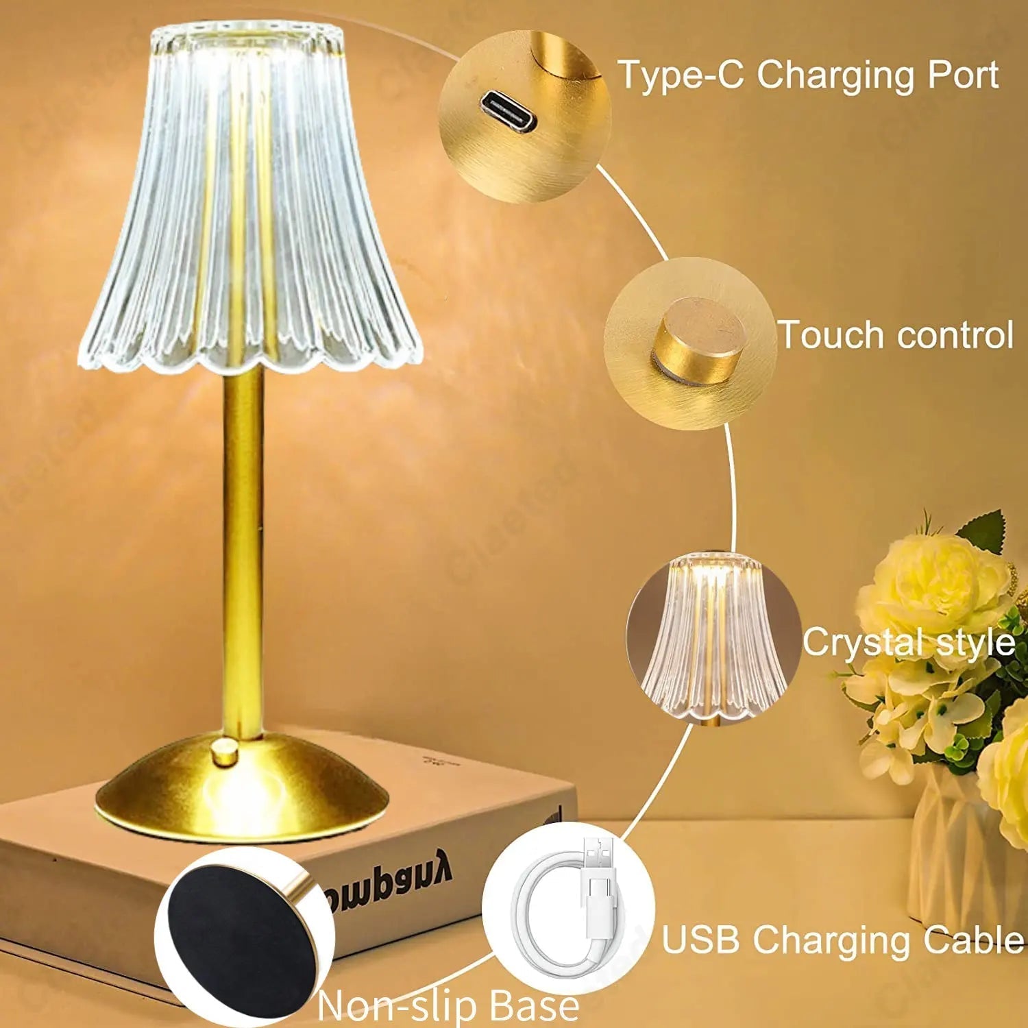 Trådløs og bærbar bordlampe med moderne design. Oppladbar LED belysning, ideell for fleksibel bruk.