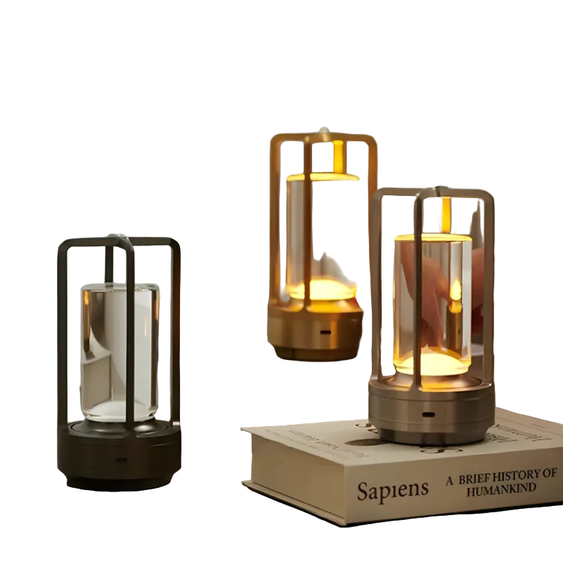 Moderne oppladbar LED bordlampe med dimbar funksjon og berøringssensor, perfekt for soverom og stue.