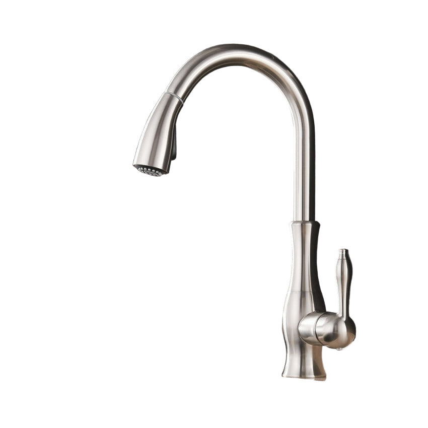Moderne uttrekkbar kjøkkenkran i stilrent design. Perfekt for effektiv og funksjonell kjøkkeninnredning.