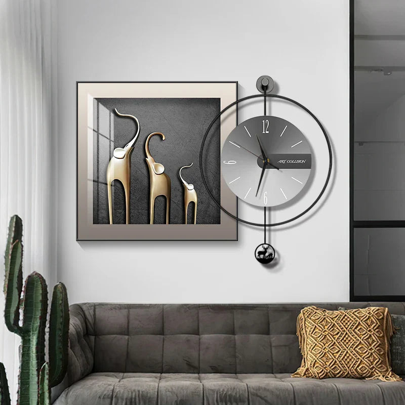Stilig stueklokke med lydløs funksjon, ideell for et rolig og moderne interiørdesign.