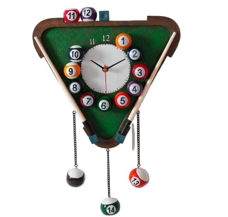 Moderne veggklokke med unikt bassengdesign for spillrom. Stilfull dekorasjon for biljard- og snookerentusiaster.