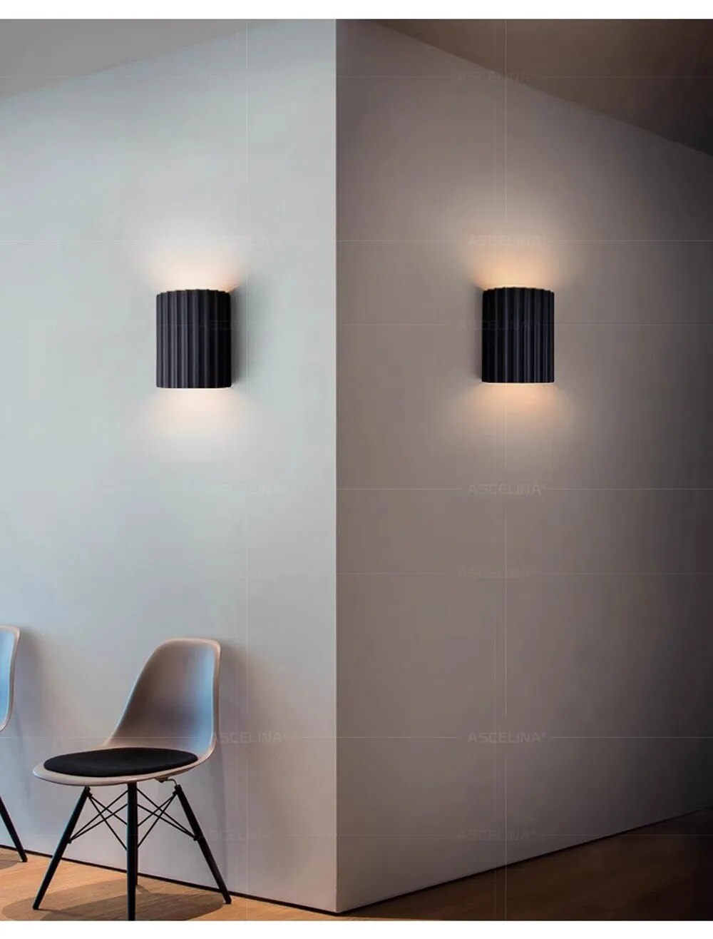 Moderne LED vegglampe i harpiks. Kunstnerisk designlampe som skaper stemningslys i stuen/soverommet.