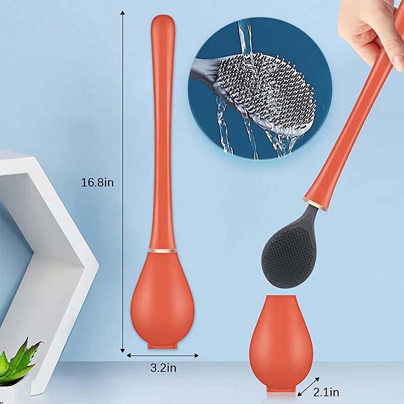 Hygienisk toalettbørste i moderne design med veggmontert holder for effektiv og enkel baderomsrengjøring.