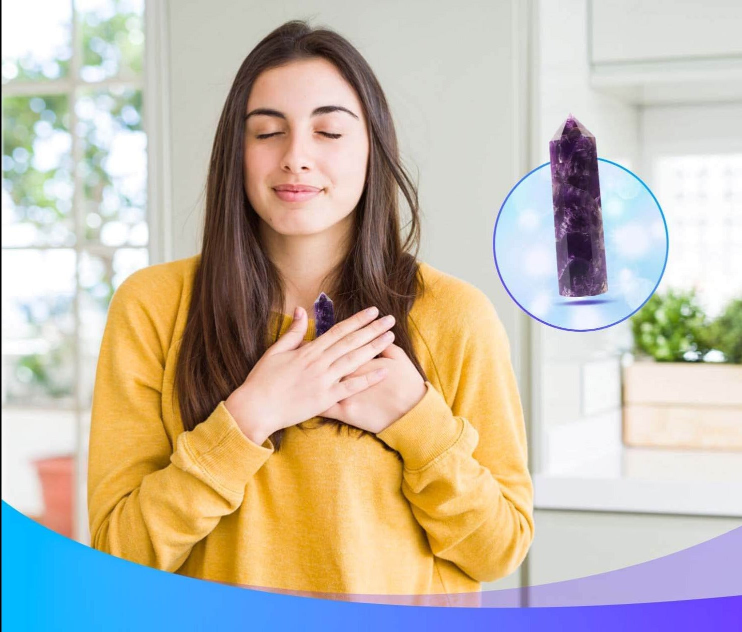 Detalj av krystallstav, viser naturlige mønstre for energi og chakra healing.