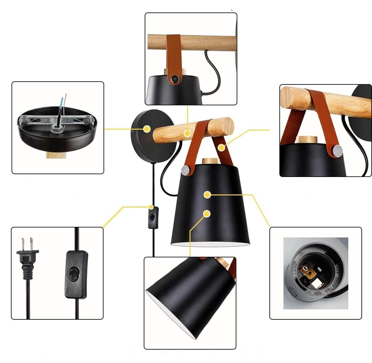 Allsidig nordisk tre vegglampe, funksjonell og vakker dekor til hjemmet.