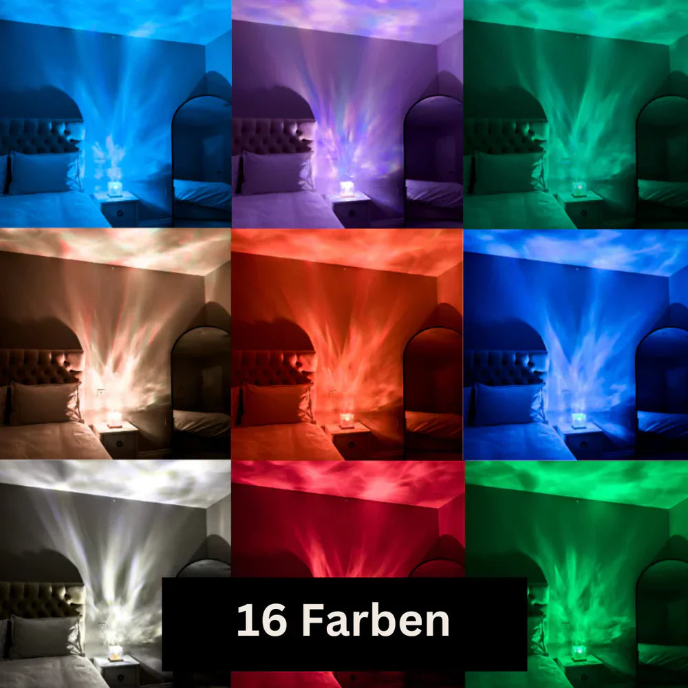 LED nordlyslampe med 16 justerbare farger for romdekorasjon. Fargerik belysning som gir magisk stemning.