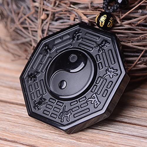 Åndelig Yin Yang halskjede i obsidian, kjent for sine beskyttende og jordende egenskaper.