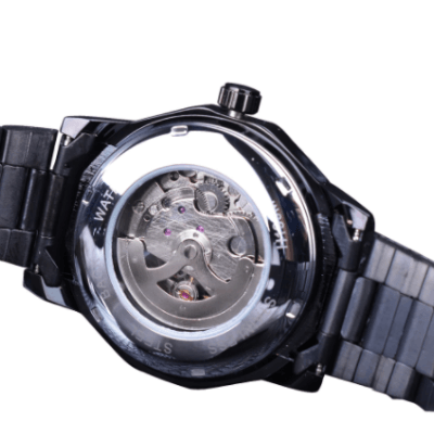 Ocean Phantom herreklokke med dressmansjett. Tidløst, elegant automatisk armbåndsur i rustfritt stål og skjelettur.