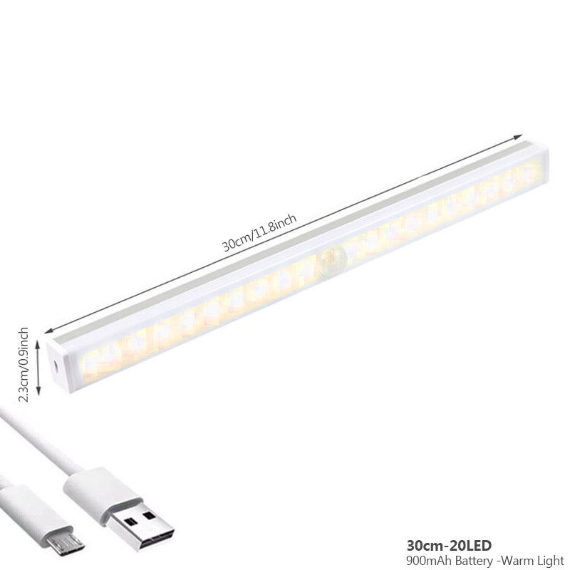 Miljøvennlig oppladbar LED lampe med bevegelsessensor. Energibesparende automatisk lys.