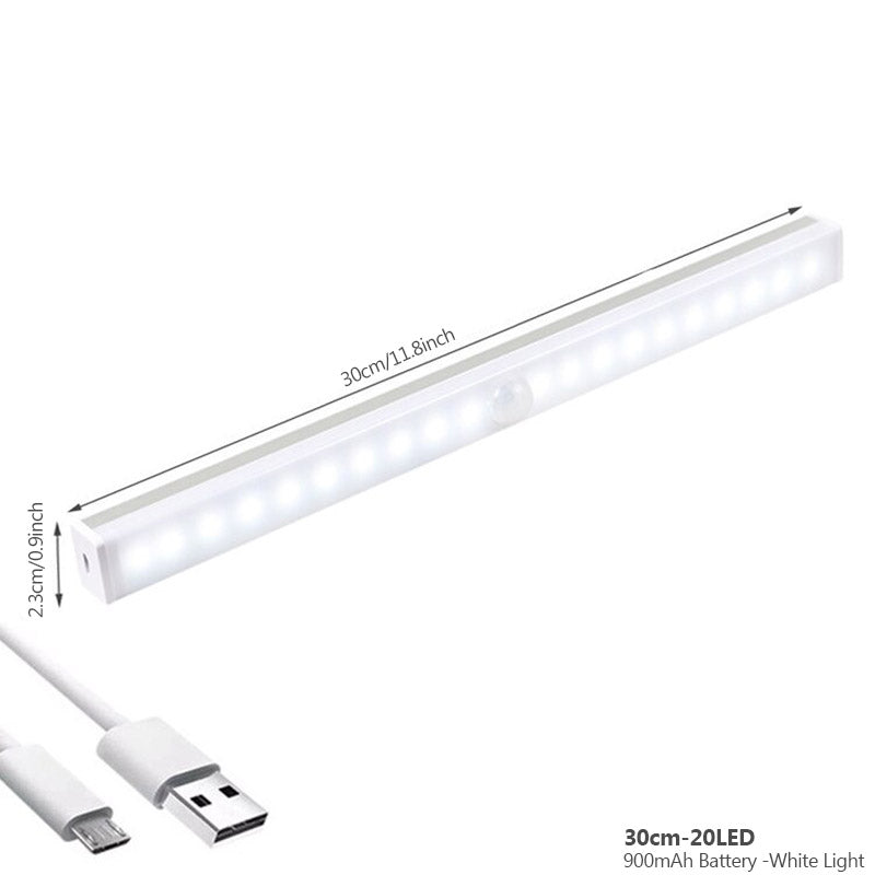 Allsidig oppladbar bevegelsessensor lampe. Bruk som ganglampe, skaplys eller nattlys.