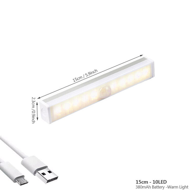 Oppladbar LED lampe med bevegelsessensor. Gir klart, automatisk lys og fungerer som praktisk nattlys.