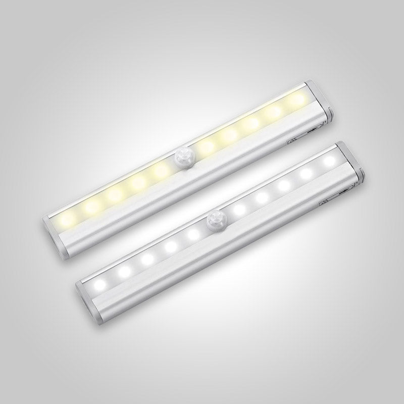 Praktisk oppladbar LED lampe med bevegelsessensor. Miljøvennlig trådløs nattlys og ganglampe.