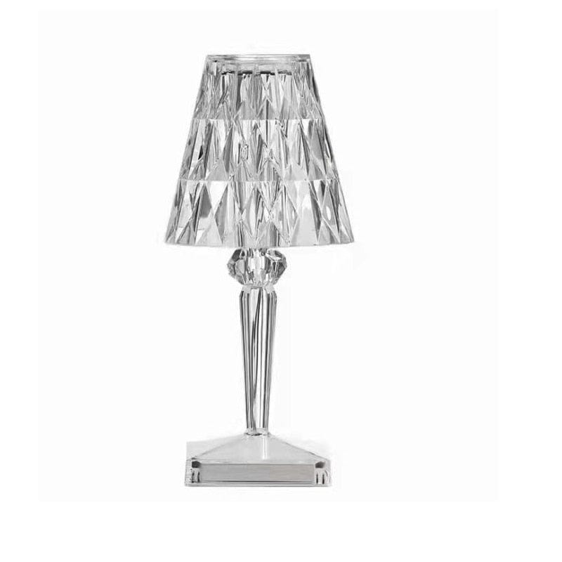 Eksklusiv nattbordslampe med diamant-look. Oppladbar LED-lampe som forbedrer soverommet.