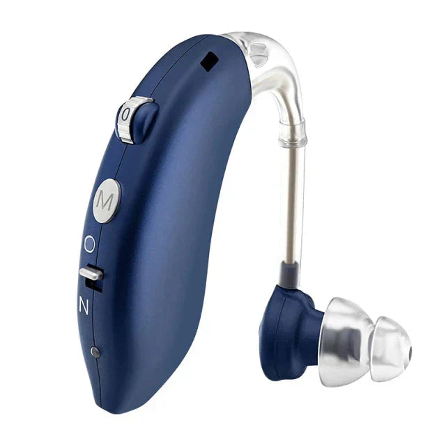 Komplett sett med oppladbart høreapparat, ladekabel og etui. Optimalt for klar og forbedret hørsel.