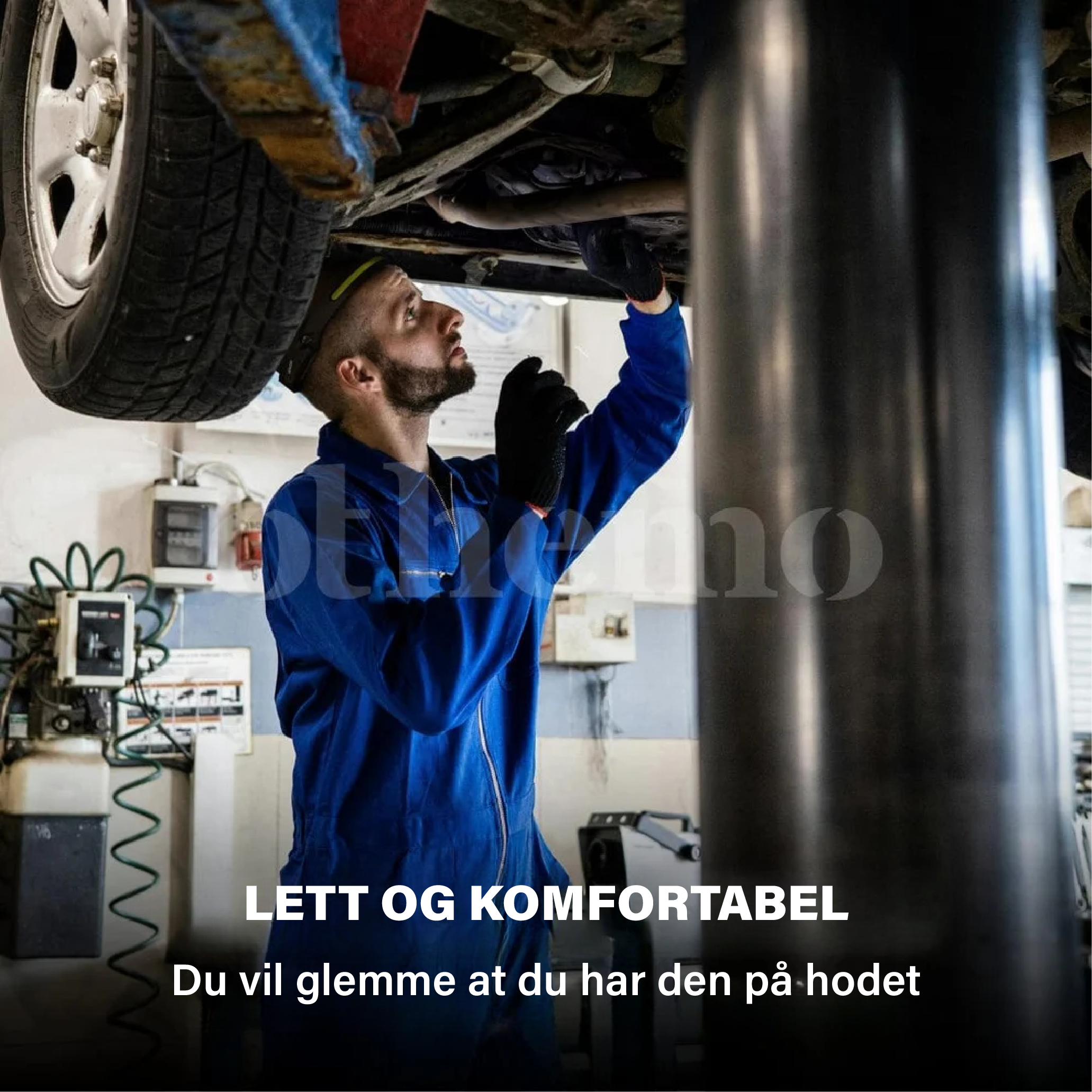 Vanntett Othemo LED-hodelykt, perfekt for utendørsaktiviteter, camping og mekanikerarbeid i all slags vær.