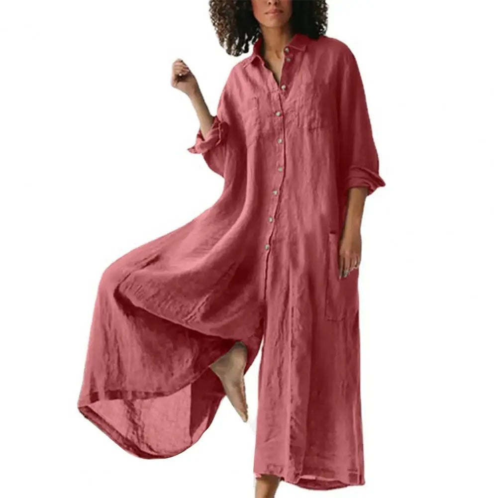 Dame lett oversized overall i rød